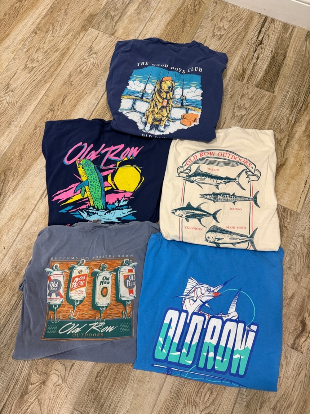 BUNDLE-5 Old Row fishing theme t-shirts xxl